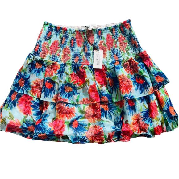 (75% OFF) NWT Milly Wyatt Paint Dahlia Mini Tiered Floral Skirt 12 MSRP 379 - Picture 3 of 6